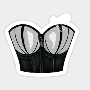 Leather Corset With White Butterflies Sticker